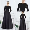 Black Long Sleeve Mother Of The Bride Dresses 2019 Jewel Neck Applique Satin Plus Size Wedding Guest Dress Evening Wear Formal Party Gowns
