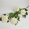 5 Kwiat Głowica Flanel Róże Pojedyncze Oddział Sztuczny Jedwab Róża Wedding Room Home DIY Dekoracje Fałszywe Kwiaty