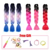 Extensões de cabelo sintéticas Crochet tranças Kanekalon Fibra de alta temperatura Ombre trança para mulheres 100g 24 polegadas