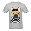 Fashion-Smoking French Bulldog Wear Stripes Rolig T-shirt för män Tecknade designer Kortärmad Mens Black Tees Shirt Plus Storlek