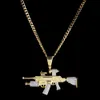 Fashion- Mens Bling Cubic Zirconia Sniper Rifle Collana a catena con pendente Designer Luxury Full Diamond Hip Hop Rapper Gioielli Regali per ragazzi