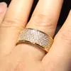 Wholesale- Brand Desgin High Quality Luxury Jewelry 925 Sterling Silver&Yellow Gold Filled Pave Enternity Topaz CZ Diamond Circle Band Ring