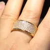 Großhandel – Marke Desgin, hochwertiger Luxus-Schmuck, 925er-Sterlingsilber, Gelbgold gefüllt, Pavé-Enternity-Topas-CZ-Diamant-Kreis-Band-Ring