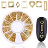 NA008 Mixed Style 3D Gold Metal Rivets Nail Art Round Heart Decoration Nails Sticker Manicure Nail DIY Accessories in Wheel