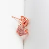Różowa korona stadniny kolczyki małe słodkie kobiety letnia biżuteria róża złoto kolczyk z oryginalnym pudełkiem na Pandora 925 Sterling Silver Earring