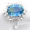 Luckyshine New Sweet Lovely Decorative Border Bi Bi Colored Watermelon Tourmaline Gems 925 Silver Silver Womens Rings Fashion Party8254048