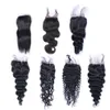 4x4 Lace Closure Straight Body Loose Deep Water Wave Kinky Curl Pré-plumé Nautral Hairlin
