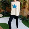 Moda-bluza wykonana we Włoszech czerwony i niebieski paski niebieski star beżowy długim rękawem sweter crewneck moda para dorywczo koszula hfhlwy060