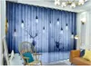 青い3Dカーテンシンプルなカーテン寝室のリビングルームの寒さと防風肥厚遮光カーテン