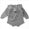 Baby Rompers Girls Одежда головокружение вязание зимние комбинезоны новорожденных треугольник onsiesies младенческие моды боди дети принцесса блузка топы D6287