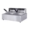 LOW PRICE Stainless Steel Frying Machine Electric Deep Fryer with Double Basket Strainer 1.5KW Fryer for Chicken Shrimp French Fries