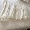 Женские снопки шелк Salk Satin Soft Chotcon Made Emlemdery Women Pajama Sets осень винтажная сладкая женская белая пижама с длинным рукавом колготки для сна