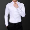 Autumn New Men's Korean Shirts Wedding Party Long Sleeve Dress Shirt Silk White Tuxedo Shirt Men 5xl