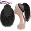 Kinky Кудрявый жвачливый хвост на 100% человеческие волосы сырые индийские виргии в виде прикольных волос для женщин регулируемые афро вьющиеся хвост