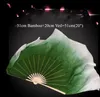 Nuovo Ventaglio di danza del ventre sfumato bianco verde scuro personalizzato Veli di seta reale Coppia semicerchio Doppi strati Fan di danza delle donne Puntelli327J
