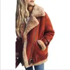 Wholesale-Winter Suede Leather Jacket Women Lambswool Warm Coats Female Long Sleeve Thick Lamb Wool Motorcycle Jacket Overcoat