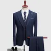 Men's Suit 2021 New Fashion Groom Wedding Dress High-end Party Business Striped Slim Suit 3 Piece Set coat Vest Pants1016265s