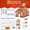 Ny bar 3D -pepparkakor House Rostfritt stål Julscenario kakaskärare Set Biscuit Mold Fondant Cutter Baking Tool KD1