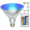 PAR38 LED RGB Projector Bulb Outdoor 10W 20W 30W Waterproof Cor Regulável Mudar LED E27 Luz de gramado com controle remoto para férias