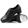 Zapatos de baile de claqué para adultos de cuero genuino, zapatos pateados para hombres y mujeres, zapatos deportivos de cuero de fondo suave, placa de aluminio de alto impacto, zapato negro