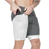 Summer Running Shorts Mężczyźni 2 w 1 sportowe spodenki do joggingu Wbudowane kieszenie sportowe Trening Szybkie suche męskie sali gimnastyczne 2567709