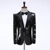 Мужские двусторонние блестки костюмы Blazers штаны 2 штуки Set Fashion Bar Concert Concert Stage Costume Singer Ведущий ночной клуб формальный выпускной костюмы S-3XL Gold Red Red