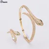 Donia Smycken Lyx Bangle European och American Fashion Averdrift Classic Ferocious Snake-Shapter Copper Inlaid Zirconia Bracelet Ring Set Present