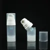 5 ml 10ml Refillerbar resa Tomma Liten luftfria pumpens lotionflaskor med vit pump Klar eller vit lock LX1220