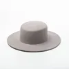 Cappelli Fedora di lana a punta piatta rotonda di alta qualità per donna Cappellino da giocatore di feltro a tesa larga da donna