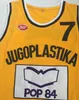 安いメンズ 7 Toni Kukoc ジャージ Jugoplastika スプリット映画バスケットボール ジャージ ステッチ チーム イエロー ミックス オーダー サイズ S-XXL