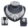 Luxus nigerianischen Frauen Hochzeit Schmuck Sets klobige Halskette Ohrringe Armreif Ring Braut Dubai Gold Schmuck Set