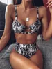 Womens Sexy Bikini Badmode Dames Split Badpak Groene Leopard Bikini Nieuwe Solid Color Badmode Gratis verzending