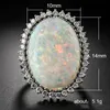 Großhandels-Trendy Silber 925 Schmuck Ring Ovale Form Opal Zirkon Edelstein Ringe für Frauen Hochzeit Party Geschenk Großhandel Größe 6-10