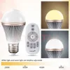 Vendita calda E27 Smart Light Lampadina Dimmerabile Multicolor Wake-Up Lights RGB + WY Lampada LED 2.4G Telecomando wireless a sette colori Lampadina intelligente con telecomando