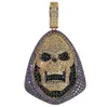 14k congelado fora crânio skellington colar de pingente de horror que bling micro pave zircônia cúbica simulado diamantes 24 polegada corda cadeia