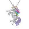 Cristal Licorne Collier Argent Or Diamant Animal Licorne Colliers Pendentif Femmes Colliers Bijoux De Mode volonté et cadeau de sable