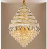 Luxe Gouden Rvs D60cm H100cm LED Crystal Hanglampen E14 Luminarias Dining Room Trap Hanger Lamp Verlichtingsarmaturen