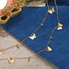 Nouveau à la mode plaqué or Double chaîne colliers femmes beau papillon pendentif à breloque tour de cou déclaration bavoir collier bijoux cadeau