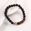 Minimalista 7 Chakra Balance Yoga Perline Bracciale per uomo 8mm Occhio di tigre Pietra naturale Agata Ematite Charms Lava Bracciali Gioielli elasticizzati