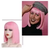 Dilys sintético curto bob perucas com franja das mulheres comprimento do ombro perucas encaracolado ondulado sintético peruca cosplay pastel bob peruca para mulher 4142057