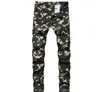 Herren Jeans Multi Pocket Camouflage Hose Stretch Slim Tide Army Green Fashion