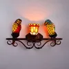 3 Heads Color Glass Parrot Wall Lamp European Style Tiffany Dinning Room Lights Bathroom Mirror Light Rustic Bedside Sconces