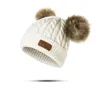 Kapaklar Şapkalar Beanie/Kafatası Kapakları Çocuklar Örme Tığ işi Kış Kış Kışlı Beanie Çifte Büyük Top Yün Kafatası Sevimli Bebek İmitasyon Rakun Şapkası Toptan