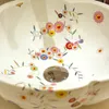 Forme de fleur chine lavabo en céramique Lavabo fait à la main Europe luxueux évier de salle de bains artistique lavabo pour les pieds