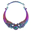 Luxus übertrieben farbenfrohe Pfau Halsketten Vintage Chinese Style Dragon Chokers Ethnische Fashion Party Schmuckgeschenke Einzelhandel Großhandel Großhandel