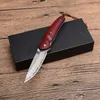 Högkvalitativ Damaskus Små Pocket Folding Kniv Damaskus Stål Drop Point Blade Rosewood Handtag EDC Gear Gift Knives