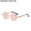 Luxury-Vidano 옵티컬 라운드 메탈 선글라스 Steampunk 남성 여성 New Fashion 안경 럭셔리 디자이너 Retro Vintage Sunglasses UV400