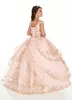 2020 vestido de fiesta para niñas vestidos de desfile con cuello en V rubor rosa dorado apliques de encaje cuentas de cristal niños fiesta vestidos de cumpleaños flor Girl3109