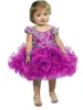 Blue Little Girl Flower Girl Dress Baby Girl Spädbarn Småbarn Birthday Pageant Dress Kort längd Ruffled Fashion Ball Gown