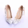 2019 Spiczaste Toe High Heels New Arrival White Pearl Wedding Buty Matka Bride Buty Rhinestone Wygodne buty